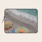 Monterosso Al Mare - Italy Europe Travel Photography - Summer Holiday Beach Umbrella Photo Art Print - Coastal Getaway Laptop Sleeve Gallery Image 1