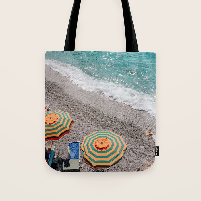 Monterosso Al Mare - Italy Europe Travel Photography - Summer Holiday Beach Umbrella Photo Art Print - Coastal Getaway Tote Bag Gallery Image 1
