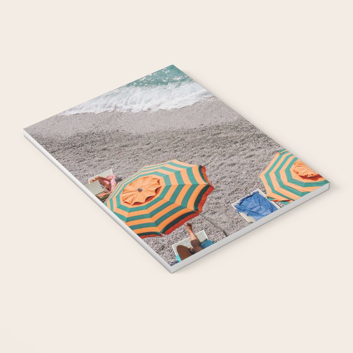 Monterosso Al Mare - Italy Europe Travel Photography - Summer Holiday Beach Umbrella Photo Art Print - Coastal Getaway Notebook Gallery Image 3