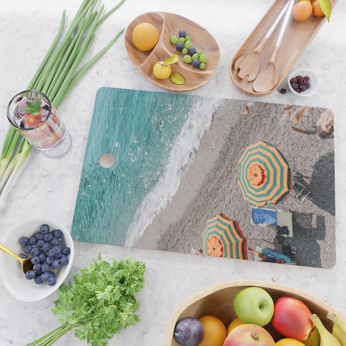 Monterosso Al Mare - Italy Europe Travel Photography - Summer Holiday Beach Umbrella Photo Art Print - Coastal Getaway Cutting Board Gallery Image 2