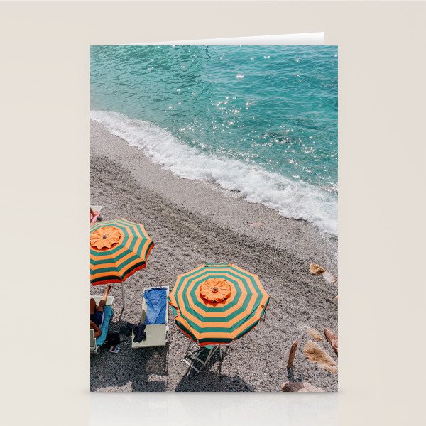 Monterosso Al Mare - Italy Europe Travel Photography - Summer Holiday Beach Umbrella Photo Art Print - Coastal Getaway Stationery Card Gallery Image 2