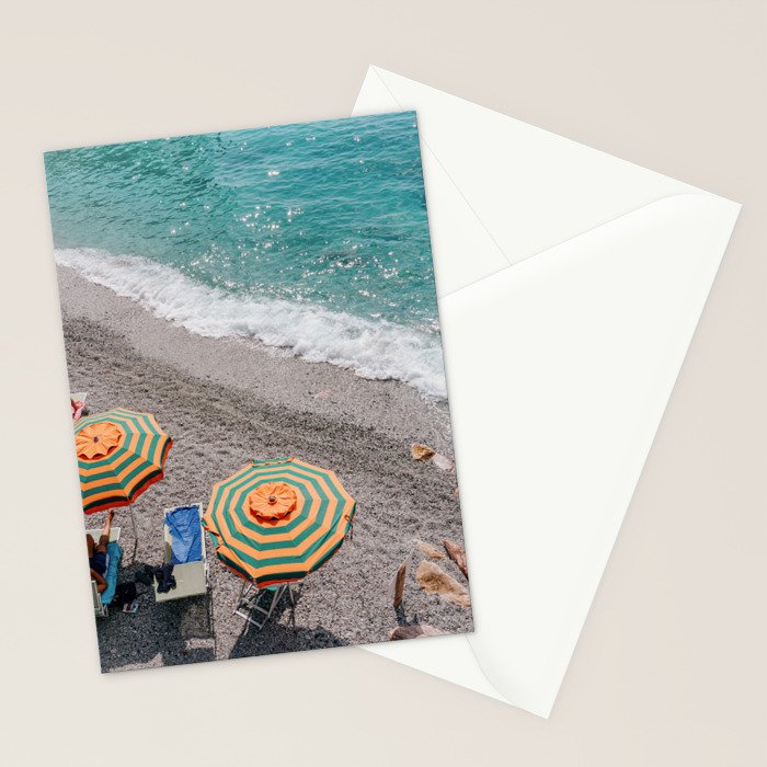 Monterosso Al Mare - Italy Europe Travel Photography - Summer Holiday Beach Umbrella Photo Art Print - Coastal Getaway Stationery Card Gallery Image 2
