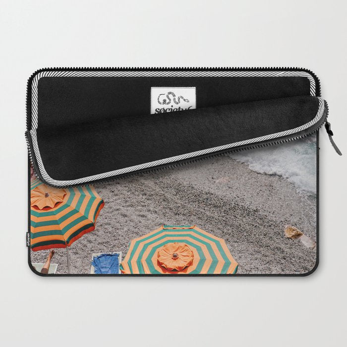 Monterosso Al Mare - Italy Europe Travel Photography - Summer Holiday Beach Umbrella Photo Art Print - Coastal Getaway Laptop Sleeve Gallery Image 2