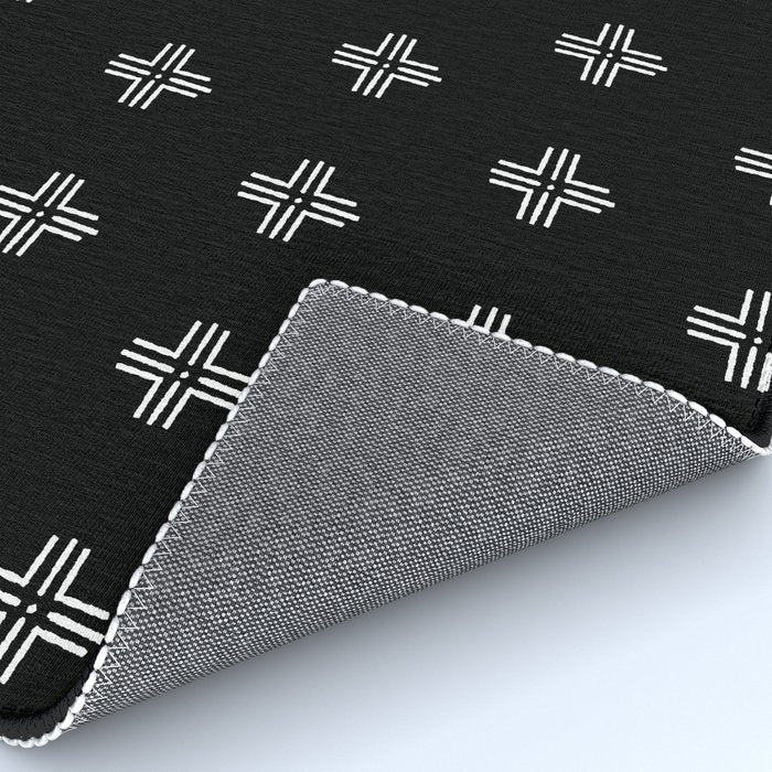 Mudcloth Cross - mudcloth, mud cloth, boho, black and white, bohemian, mudcloth pillow, boho decor Rug Gallery Image 4
