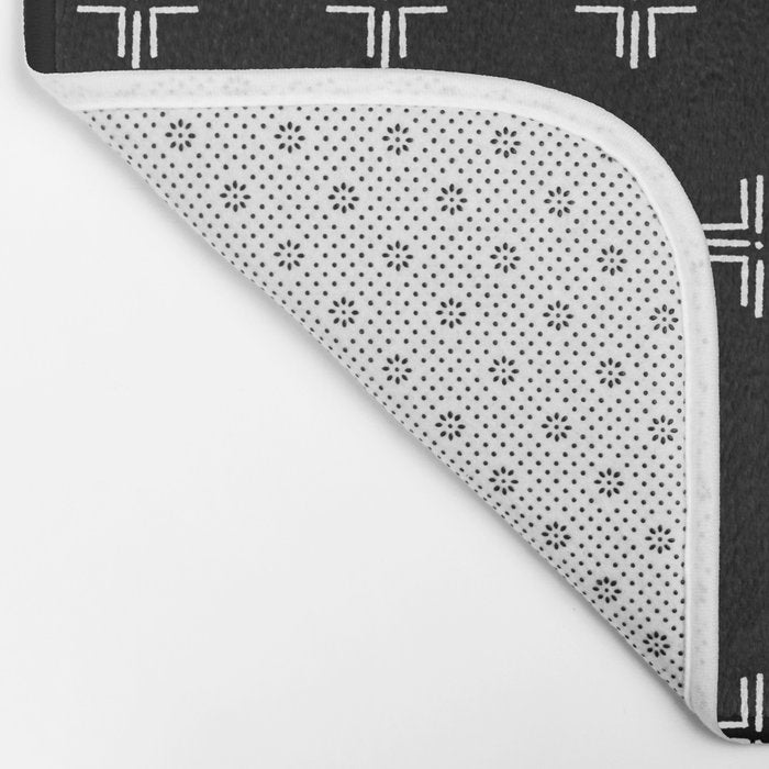Mudcloth Cross - mudcloth, mud cloth, boho, black and white, bohemian, mudcloth pillow, boho decor Bath Mat Gallery Image 2
