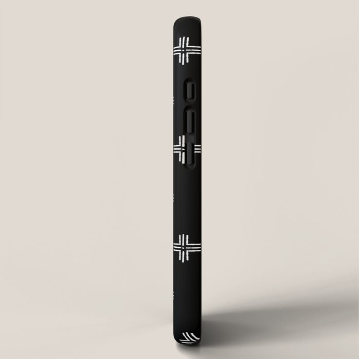 Mudcloth Cross - mudcloth, mud cloth, boho, black and white, bohemian, mudcloth pillow, boho decor iPhone Case Gallery Image 2