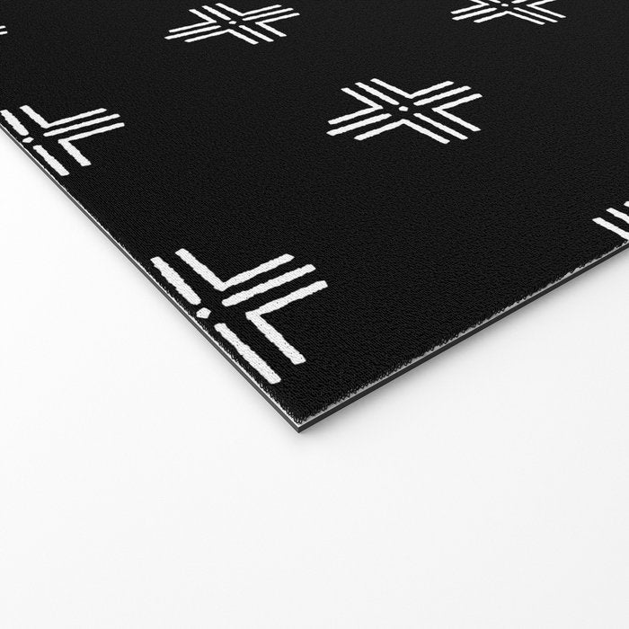 Mudcloth Cross - mudcloth, mud cloth, boho, black and white, bohemian, mudcloth pillow, boho decor Welcome Mat Gallery Image 2