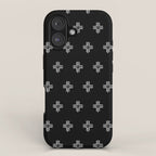 Mudcloth Cross - mudcloth, mud cloth, boho, black and white, bohemian, mudcloth pillow, boho decor iPhone Case Gallery Image 1