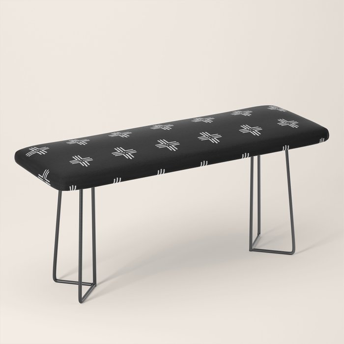 Mudcloth Cross - mudcloth, mud cloth, boho, black and white, bohemian, mudcloth pillow, boho decor Bench Gallery Image 1