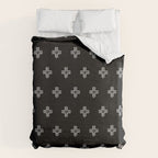 Mudcloth Cross - mudcloth, mud cloth, boho, black and white, bohemian, mudcloth pillow, boho decor Duvet Cover Gallery Image 6