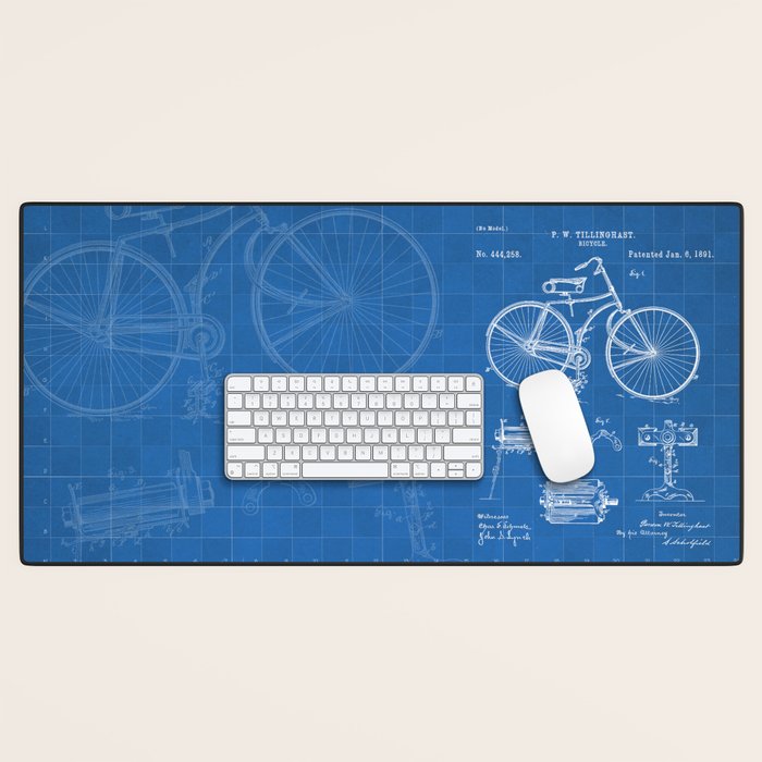 Bicycle Patent - Cyclling Art - Blueprint Desk Mat Gallery Image 1