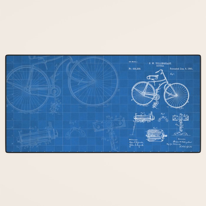 Bicycle Patent - Cyclling Art - Blueprint Desk Mat Gallery Image 3
