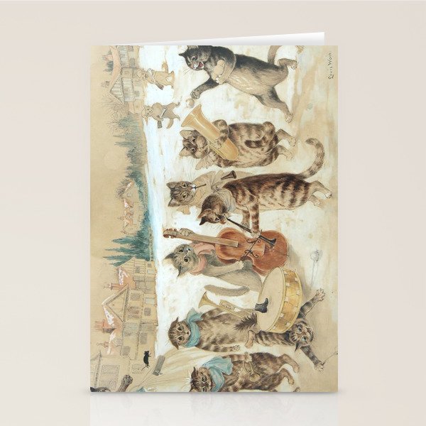 'Carol Singing Cats' Funny Vintage Christmas Louis Wain Stationery Card Gallery Image 2