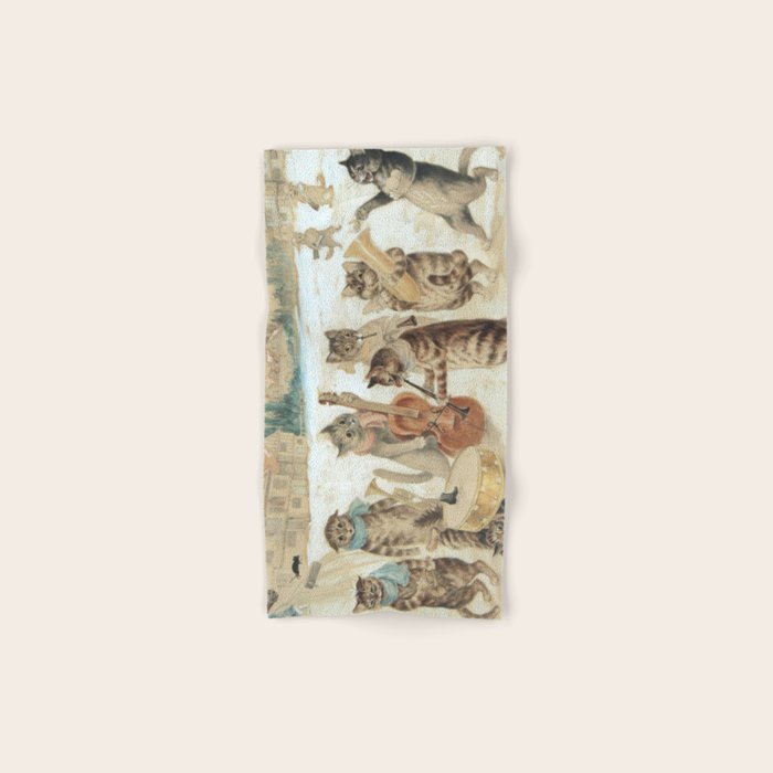 'Carol Singing Cats' Funny Vintage Christmas Louis Wain Bath Towel Gallery Image 1