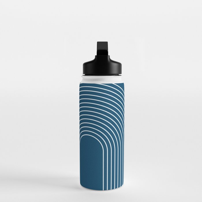 Geometric Lines in night Blue 16 (Rainbow Abstract) Water Bottle Gallery Image 3