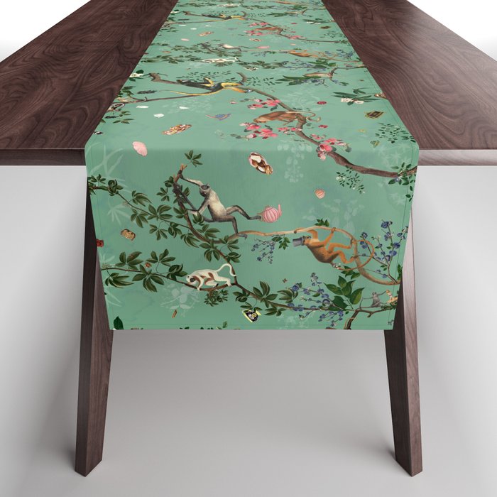 Monkey World Green Table Runner Gallery Image 1