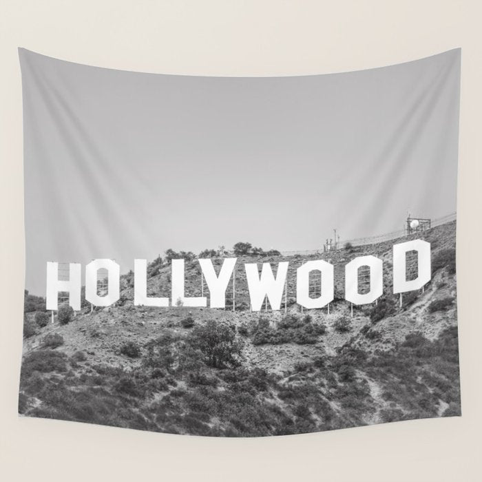Hollywood Sign Black and White Wall Tapestry Gallery Image 4