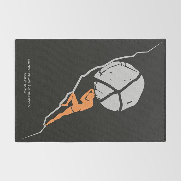 One Must Imagine Sisyphus Happy - Illustration - Albert Camus Quote Rug Gallery Image 2