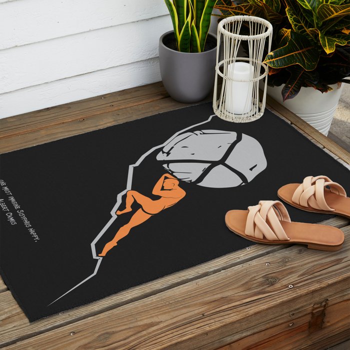 One Must Imagine Sisyphus Happy - Illustration - Albert Camus Quote Outdoor Rug Gallery Image 2