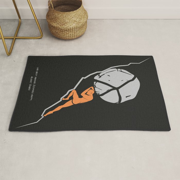 One Must Imagine Sisyphus Happy - Illustration - Albert Camus Quote Rug Gallery Image 1