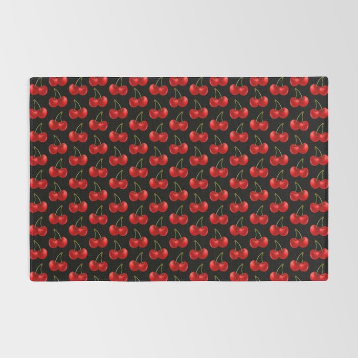 Y2K Cherries - Black Pattern Large Rug Gallery Image 2
