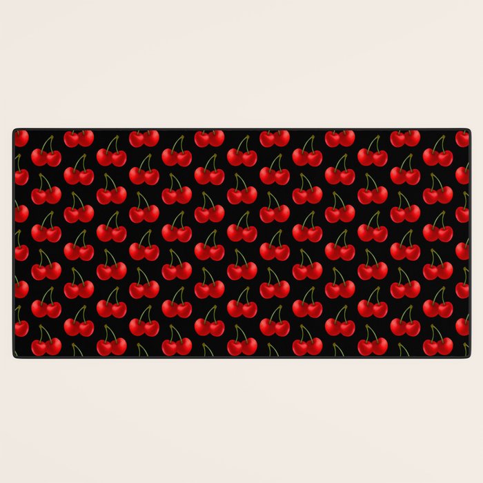 Y2K Cherries - Black Pattern Large Desk Mat Gallery Image 3
