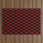 Y2K Cherries - Black Pattern Large Outdoor Rug Gallery Image 1