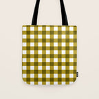 Mustard Olive Gingham Check Tote Bag Gallery Image 1