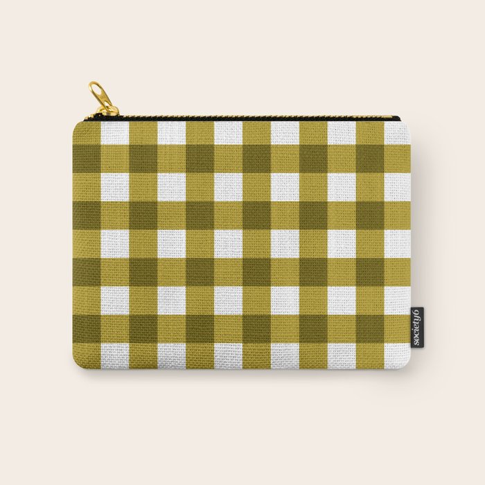 Mustard Olive Gingham Check Carry All Pouch Gallery Image 1