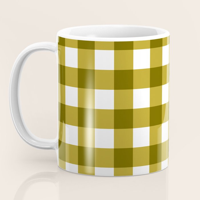Mustard Olive Gingham Check Coffee Mug Gallery Image 3