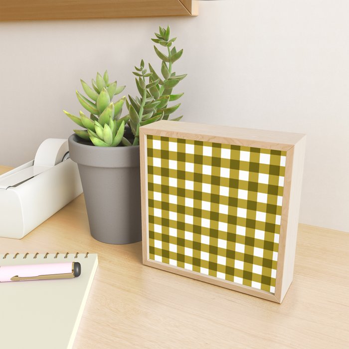 Mustard Olive Gingham Check Mini Art Print Gallery Image 2