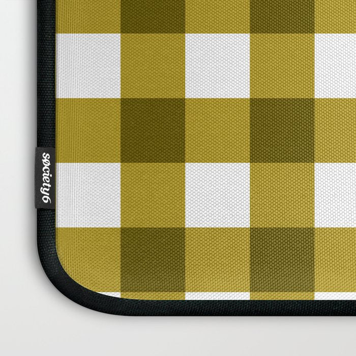 Mustard Olive Gingham Check Laptop Sleeve Gallery Image 3