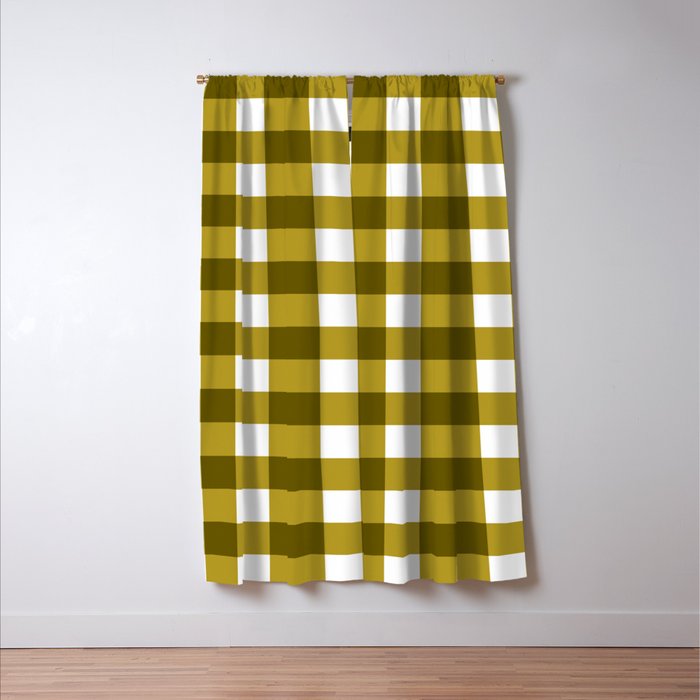 Mustard Olive Gingham Check Window Curtain Gallery Image 3