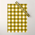 Mustard Olive Gingham Check Wrapping Paper Gallery Image 1