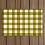 Mustard Olive Gingham Check Outdoor Rug Gallery Image 1