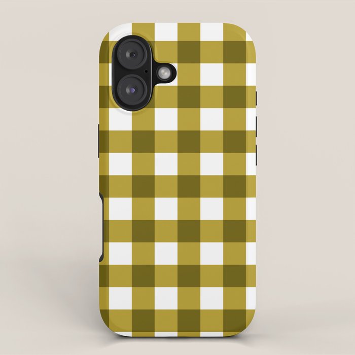 Mustard Olive Gingham Check iPhone Case Gallery Image 1