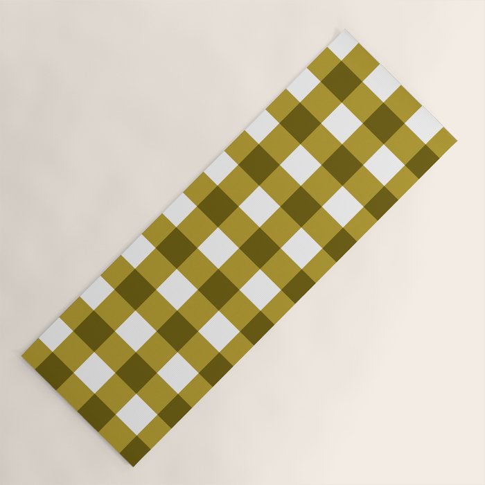 Mustard Olive Gingham Check Yoga Mat Gallery Image 1