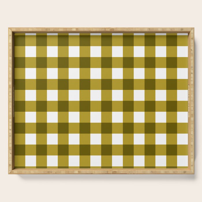 Mustard Olive Gingham Check Serving Tray Gallery Image 1