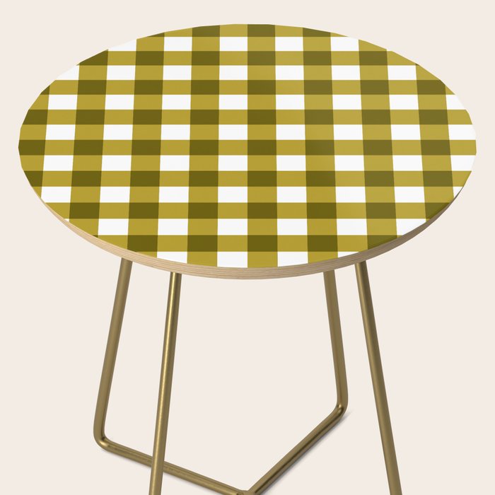 Mustard Olive Gingham Check Side Table Gallery Image 2