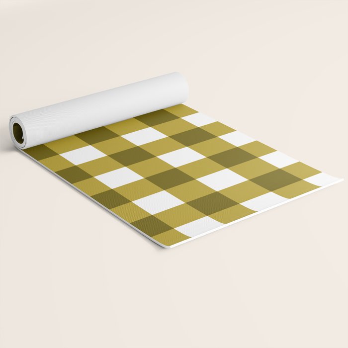 Mustard Olive Gingham Check Yoga Mat Gallery Image 2