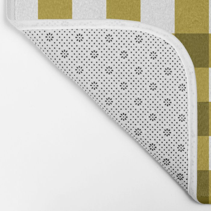 Mustard Olive Gingham Check Bath Mat Gallery Image 2