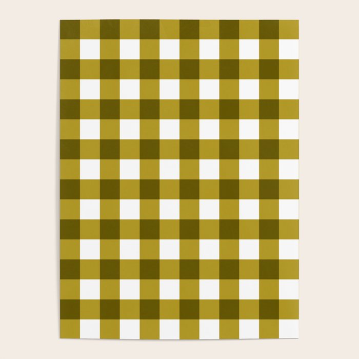Mustard Olive Gingham Check Poster Gallery Image 1