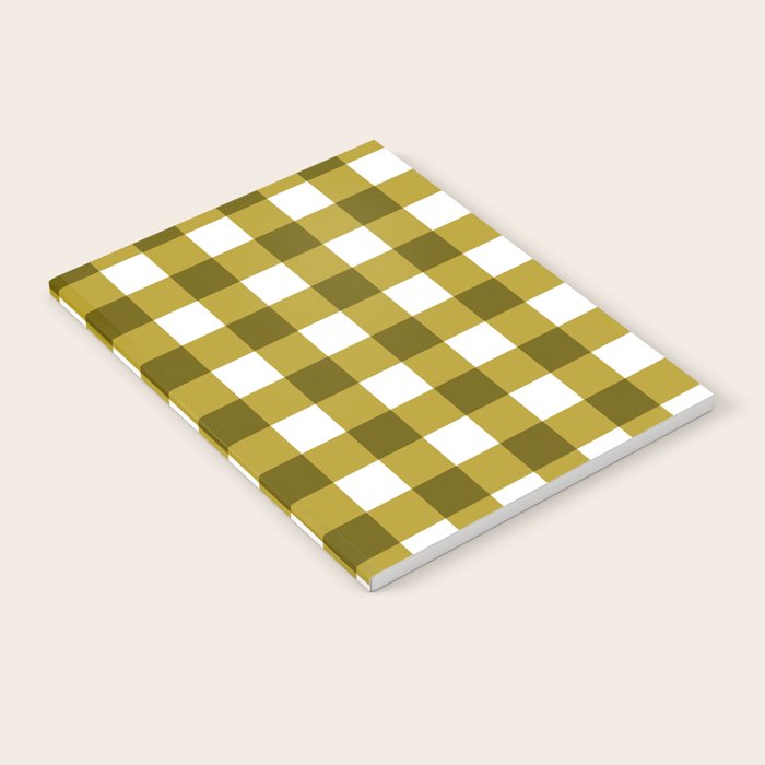 Mustard Olive Gingham Check Notebook Gallery Image 2