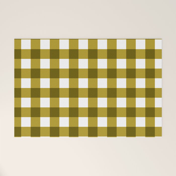 Mustard Olive Gingham Check Welcome Mat Gallery Image 1