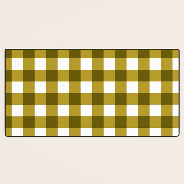 Mustard Olive Gingham Check Desk Mat Gallery Image 3