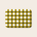 Mustard Olive Gingham Check Bath Mat Gallery Image 1