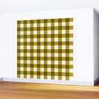 Mustard Olive Gingham Check Wall Mural Gallery Image 2