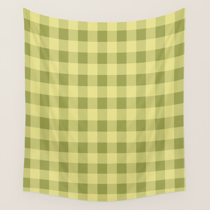 Gingham Large Lime Green Wall Tapestry Gallery Image 1