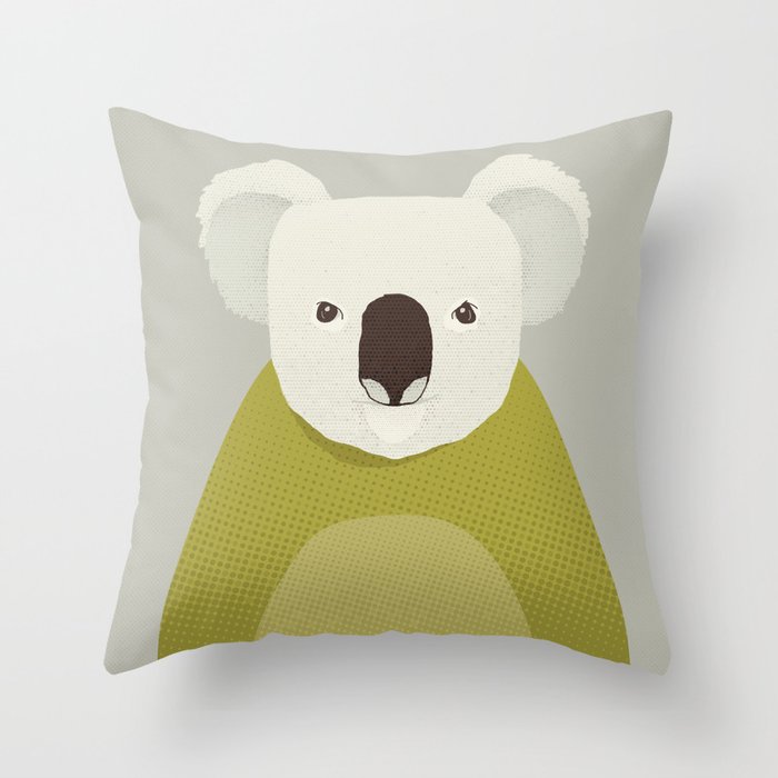 Whimsy Koala, Animal Portrait Throw Pillow Gallery Image 1