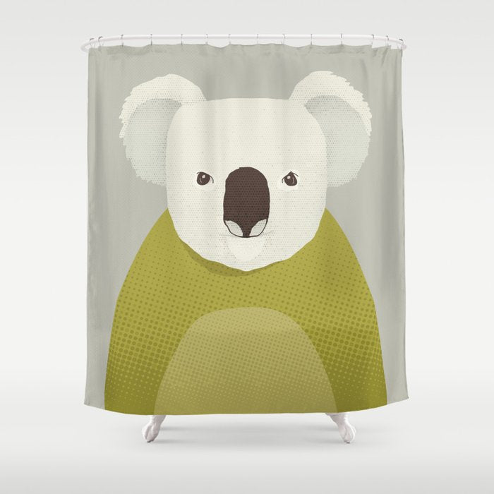 Whimsy Koala, Animal Portrait Shower Curtain Gallery Image 1
